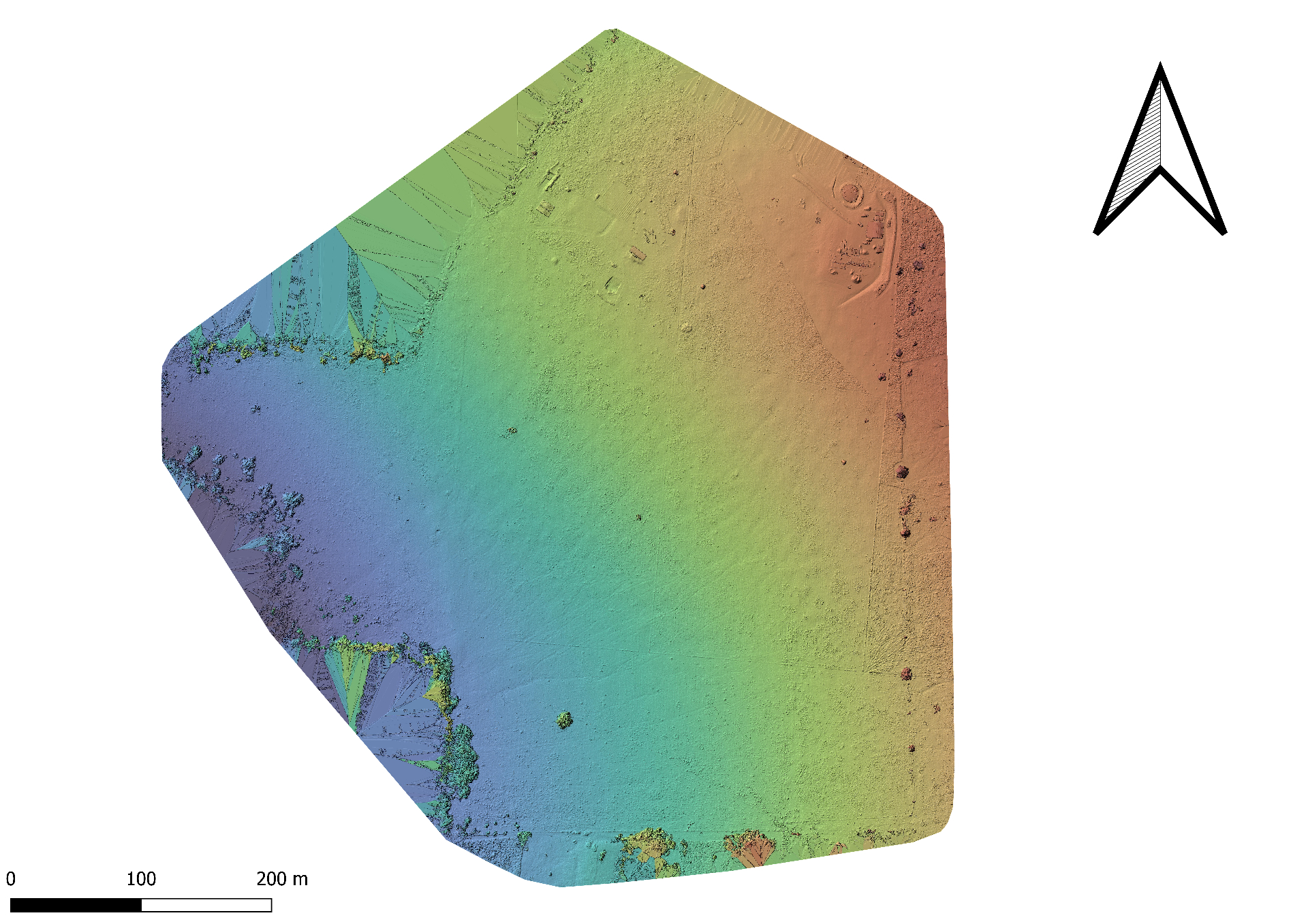 Colour elevation and hillshade map of FNQ block