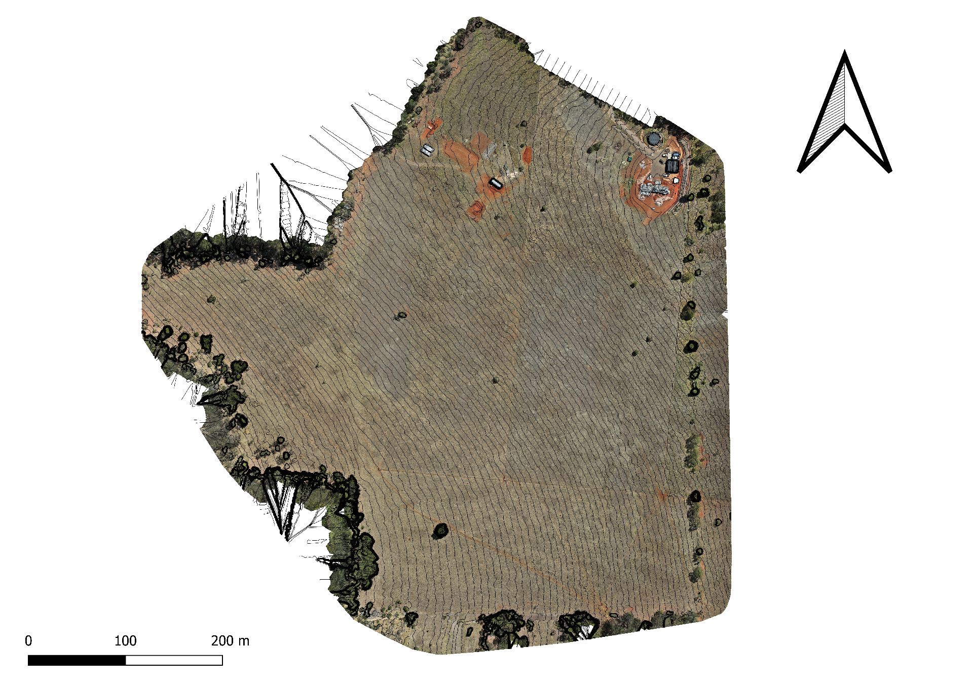 Aerial orthomosaic with 0.5m contours
