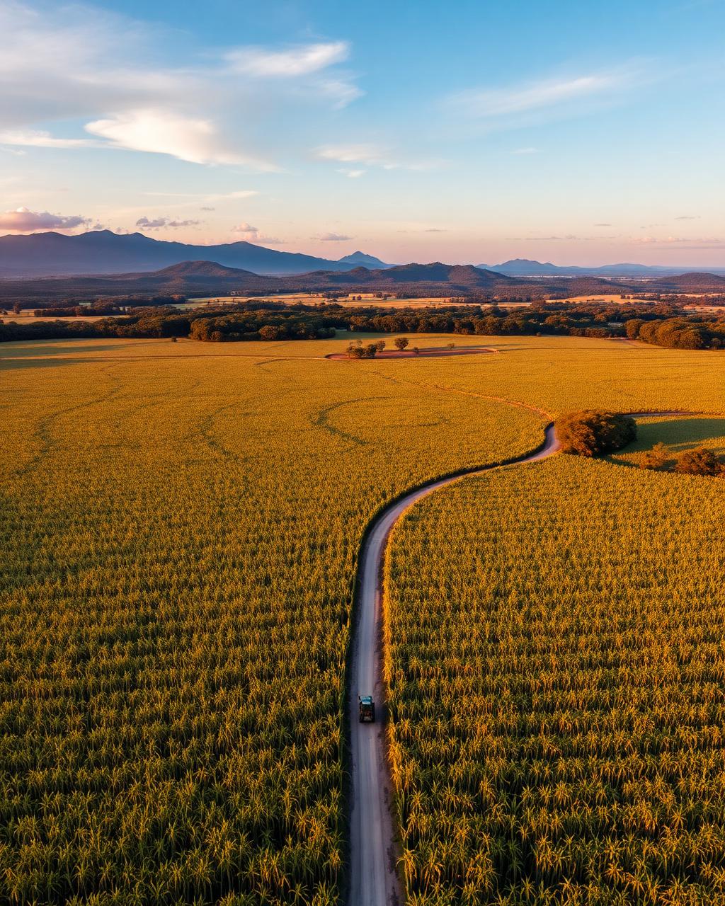 Sugar cane fields at golden hour